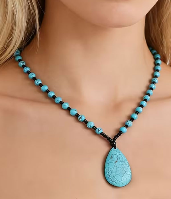 Turquoise teardrop pendant necklace