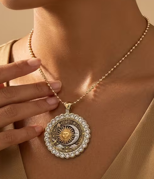 Vintage sun and moon necklace