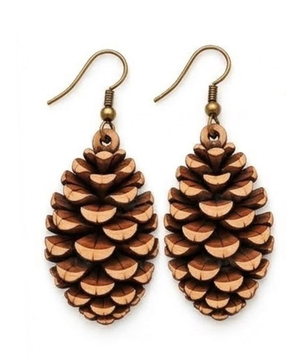 Pine tree wood earring