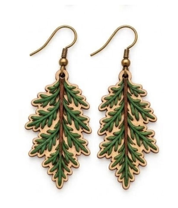 Pine tree wood earring