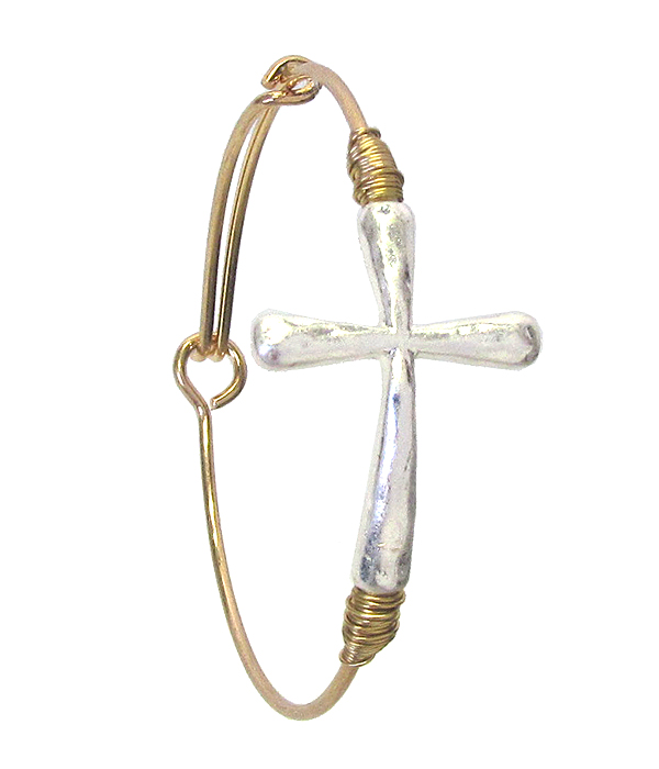 Cross wire bangle bracelet