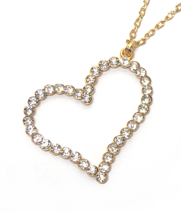 Large heart pendant with crystals necklace -valentine