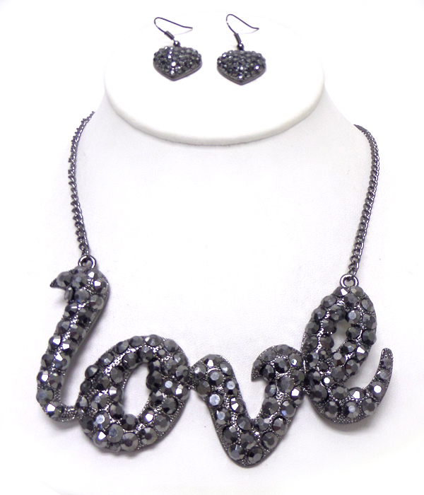 Crystal love pendant necklace set -valentine