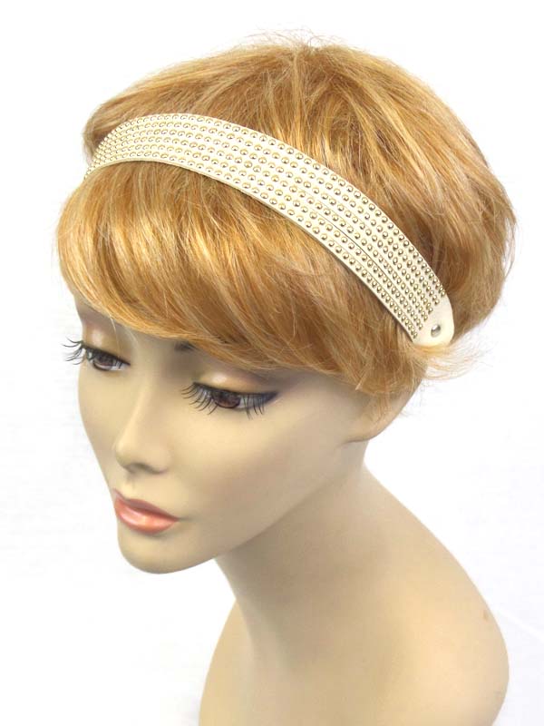 Multi metal stud leatherette headband