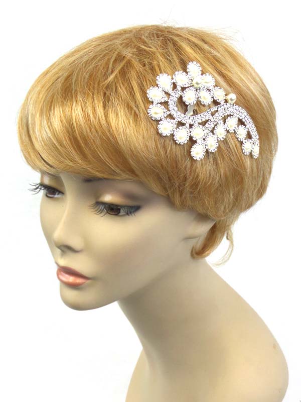 Rhinestone and pearl deco party hair comb