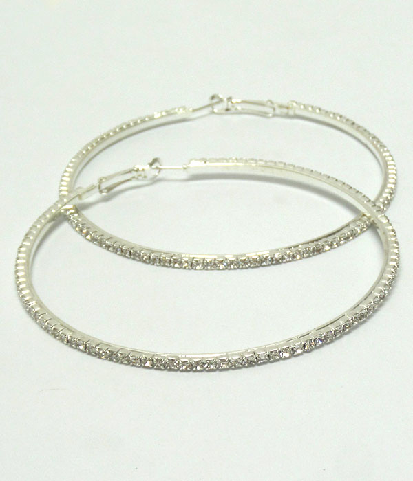 75 mm rhinestone hoop earring - hoops