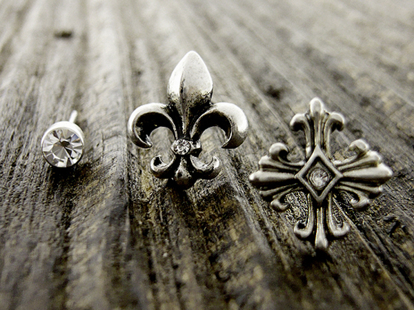 Mens stainless steel earring - 3 pc set