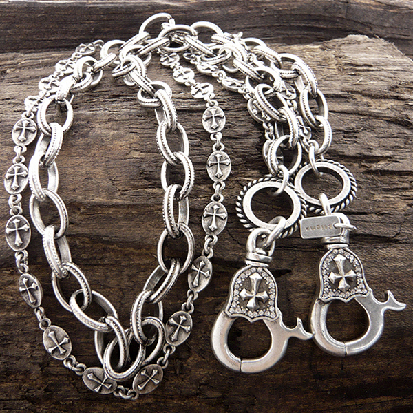 Mens stainless steel jeans chain - multi row