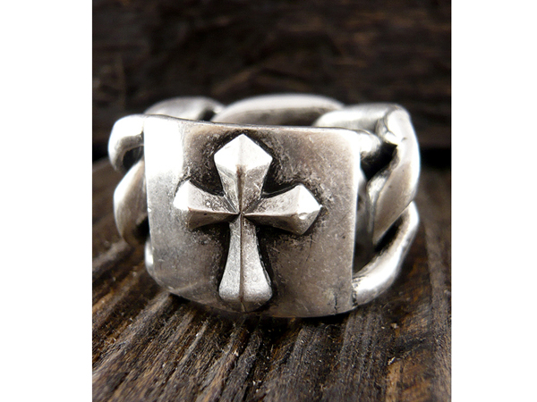 Mens stainless steel ring - cross