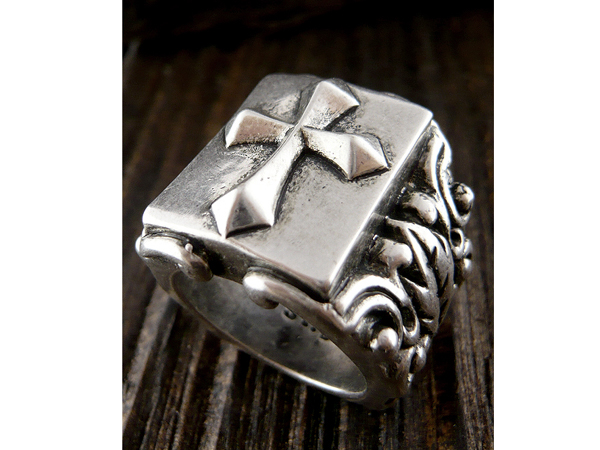 Mens stainless steel ring - cross