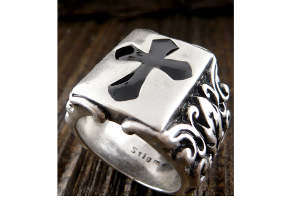 Mens stainless steel ring - cross