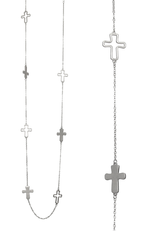 CROSS LINK LONG CHAIN NECKLACE