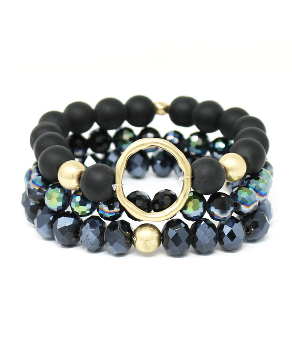 MULTI  LAYER SEMI PRECIOUS STONE STRETCH BRACELET