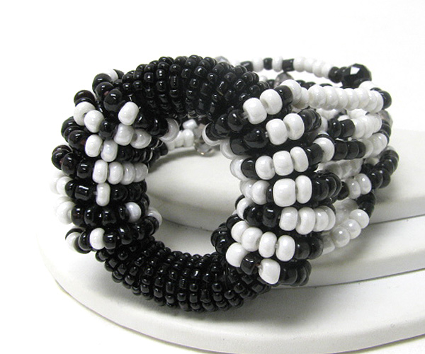 Multi bead hoop and chain stretch bracelet