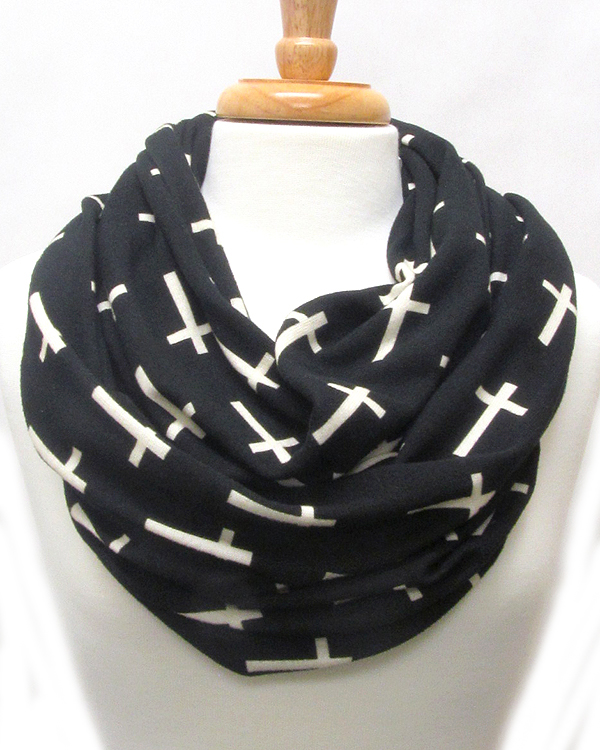 Multi cross pattern infinity scarf