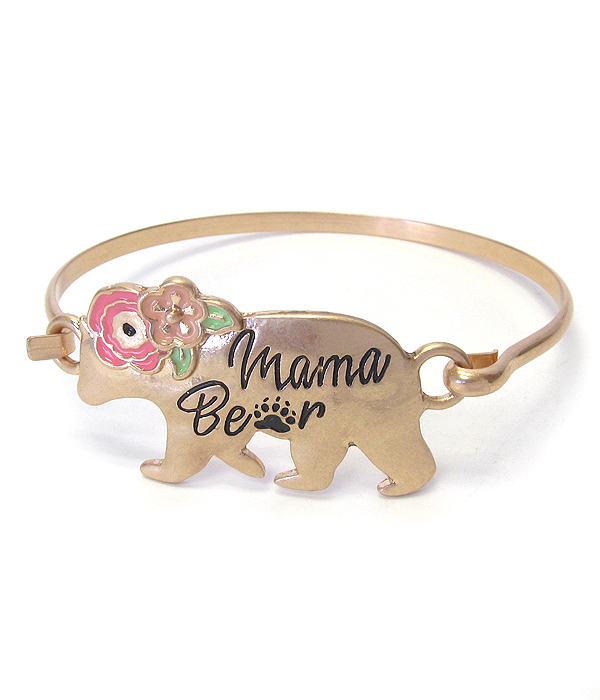 Mama bear theme wire bangle bracelet