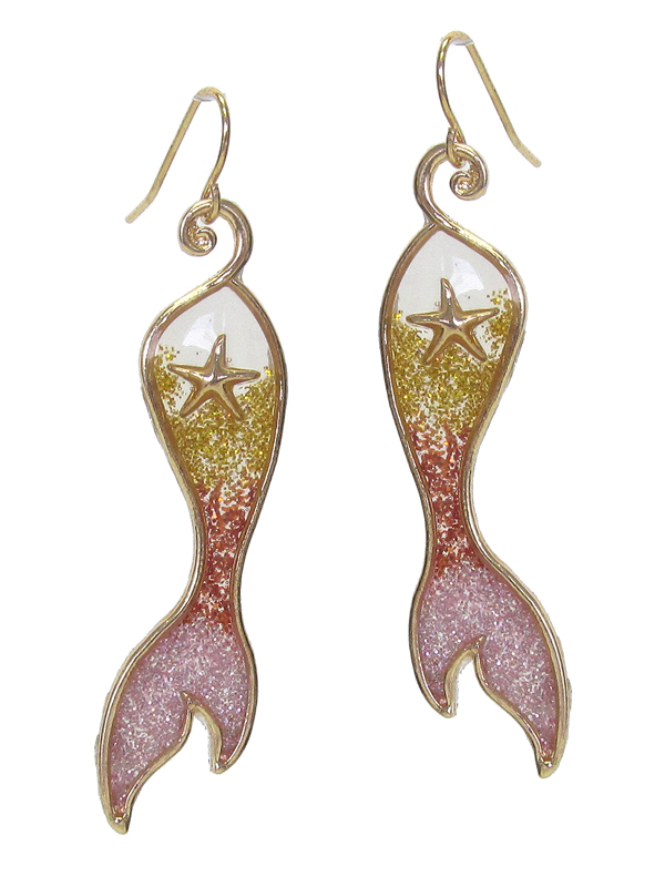 Glitter center mermaid tail earring