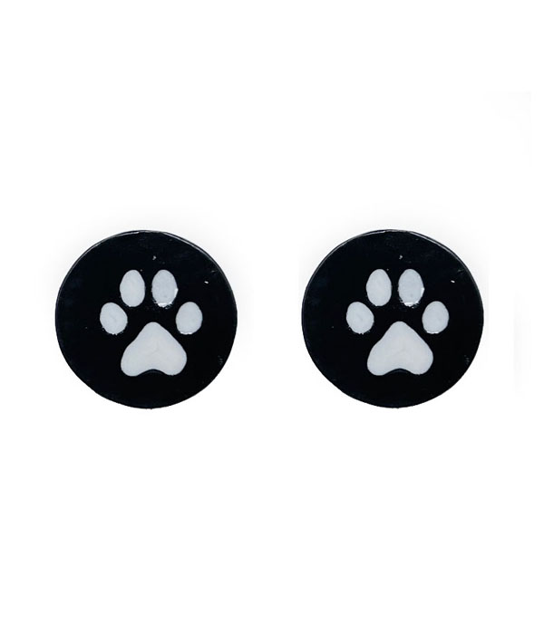 PAW PRINT ROUND METAL EARRING