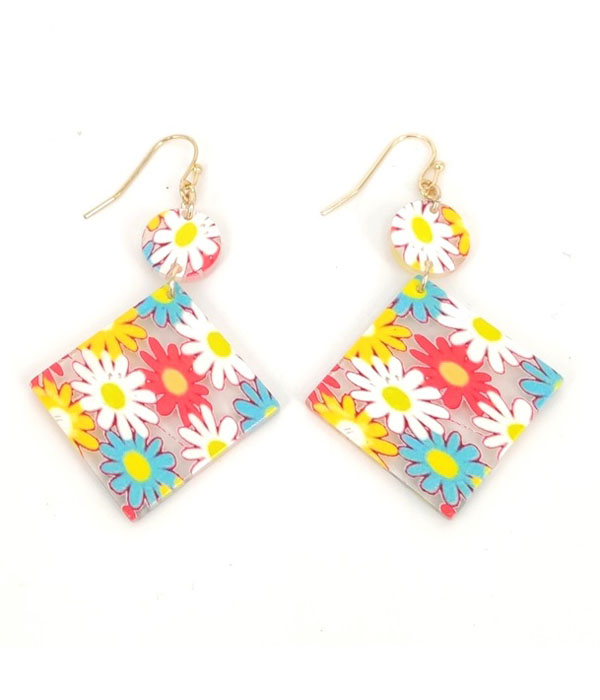 FLOWER PRINT ACRYLIC EARRING