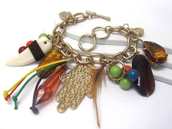 Multi hamsa theme toggle bracelet