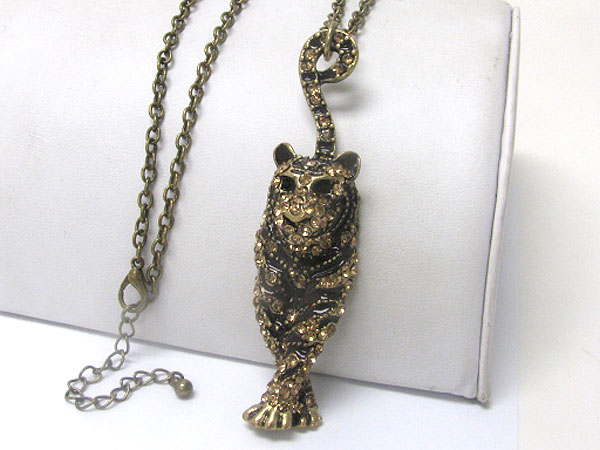 Crystal deco tiger design necklace