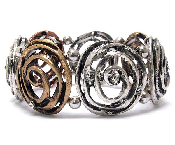 Metal art swirl link stretch bracelet