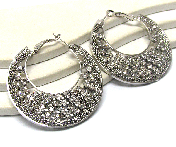 Multi crystal with tub chain inside hoop earring - hoops