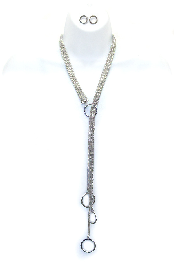 Metal ring 3 layer y shape necklace set