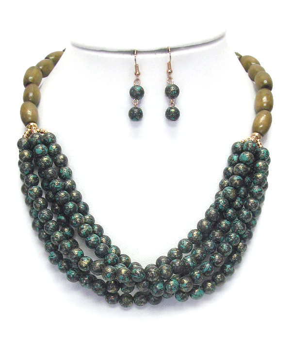 Multi patina ball mix layer necklace set