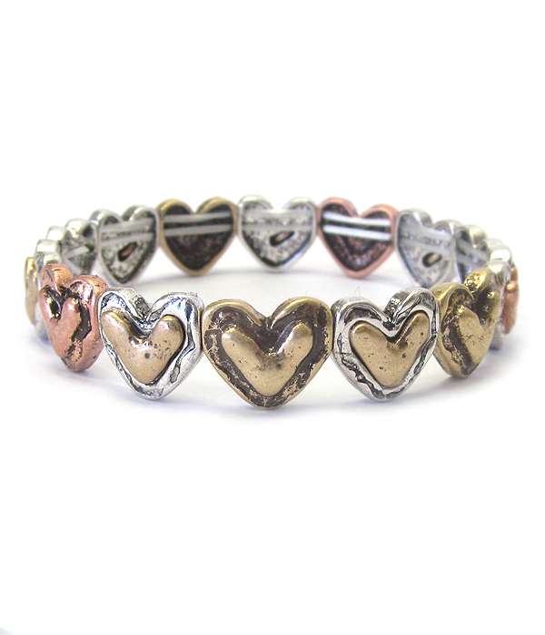 MULTI HEART LINK STRETCH BRACELET