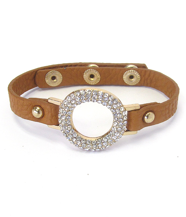Crystal ring and leather band bracelet