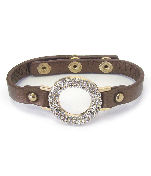 Crystal ring and leather band bracelet