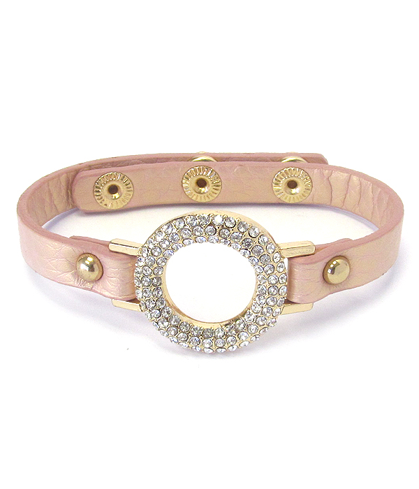 Crystal ring and leather band bracelet