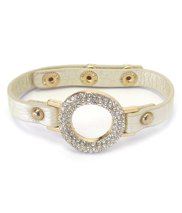 Crystal ring and leather band bracelet