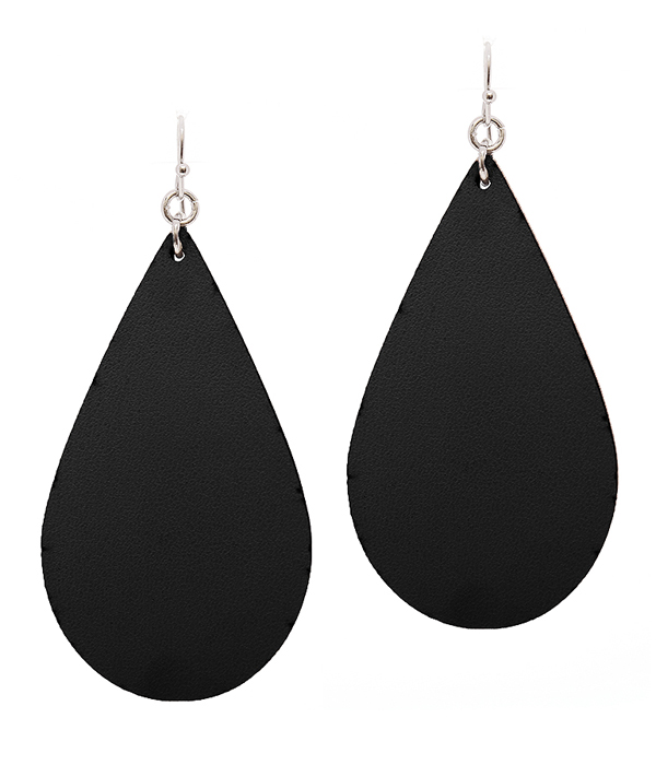 LEATHER TEXTURED TEARDROP EARRING