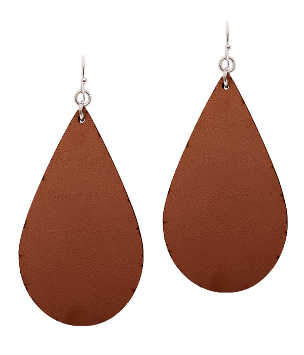 LEATHER TEXTURED TEARDROP EARRING