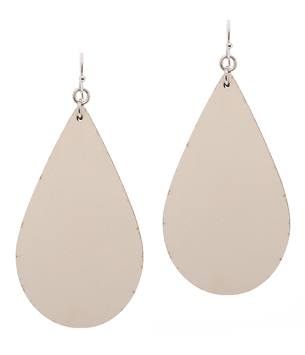 Leather textured teardrop earring