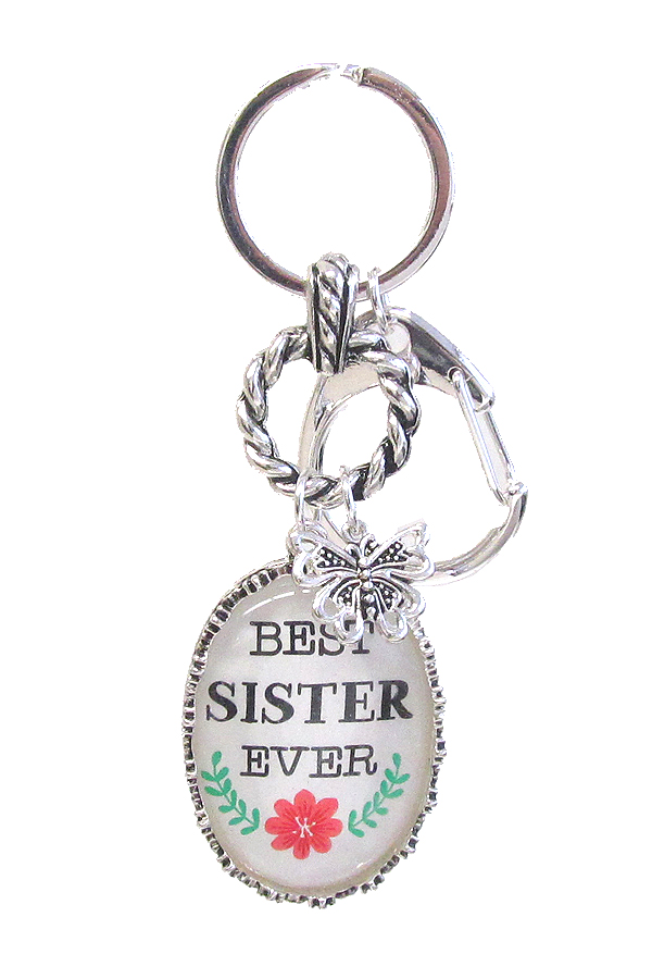 INSPIRATION MESSAGE CABOCHON CHARM KEY CHAIN - BEST SISTER EVER