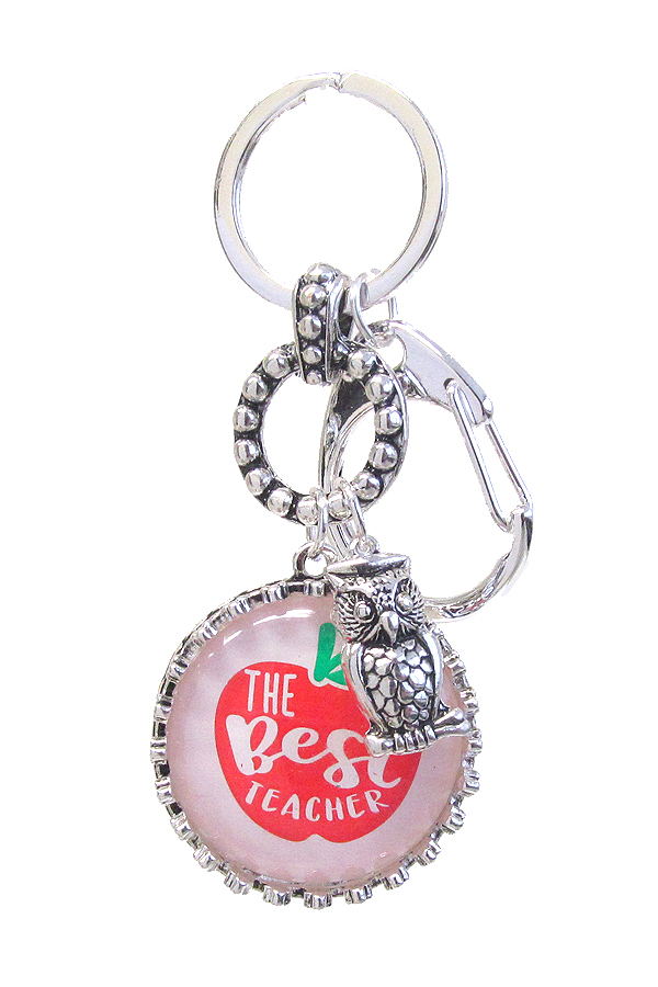 INSPIRATION MESSAGE CABOCHON CHARM KEY CHAIN - THE BEST TEACHER