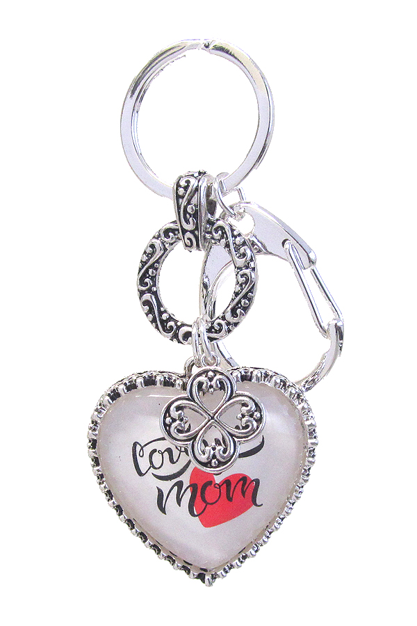 INSPIRATION MESSAGE CABOCHON CHARM KEY CHAIN - LOVE YOU MOM