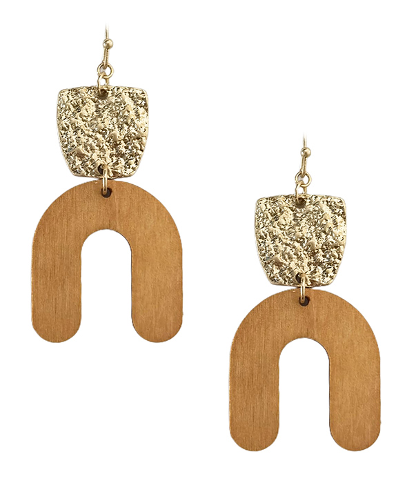 Wooden arch drop earring
