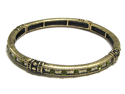 Crystal single line deco metal stretch bracelet