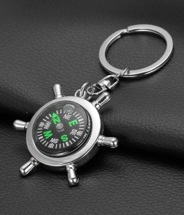 Rudder compass keychain