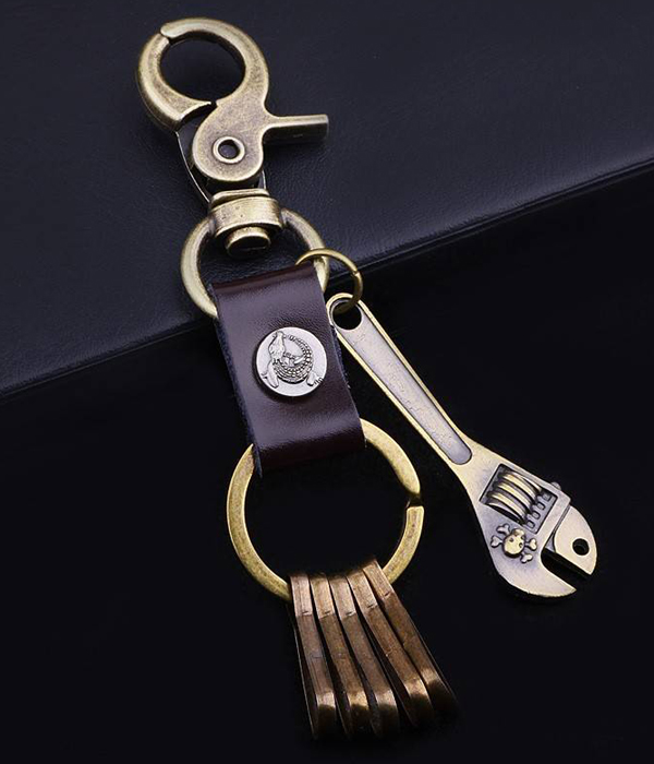 Skull spanner tool charm keychain