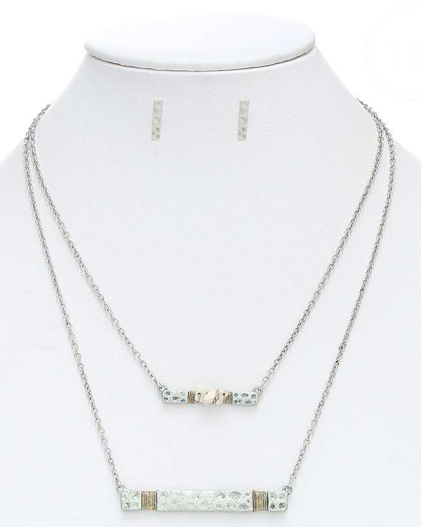 Handmade double layer metal bar necklace set