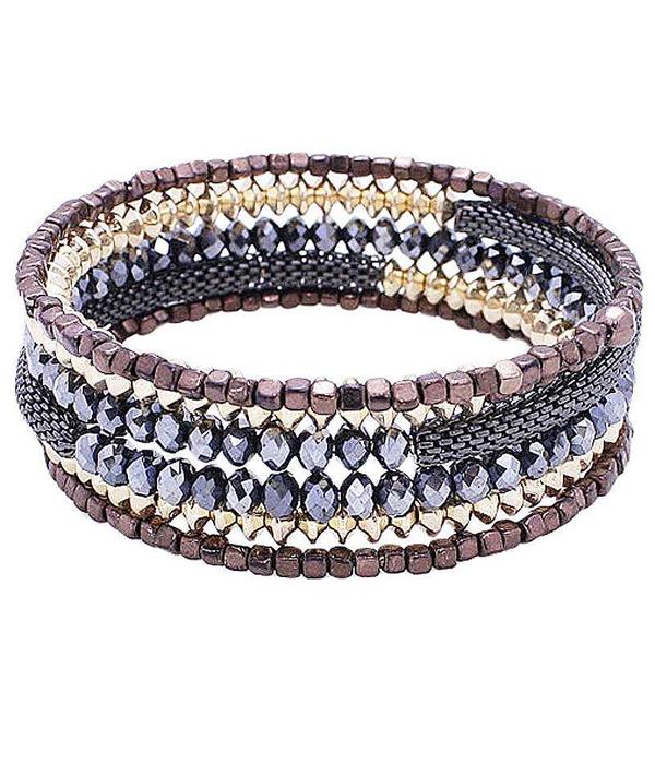 Multi bead mix memory wire coil bracelet