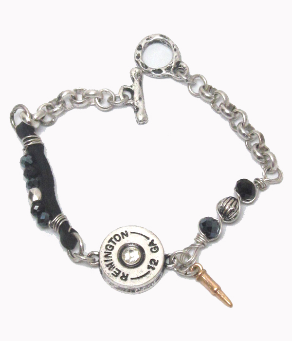 Crystal center bullet toggle bracelet