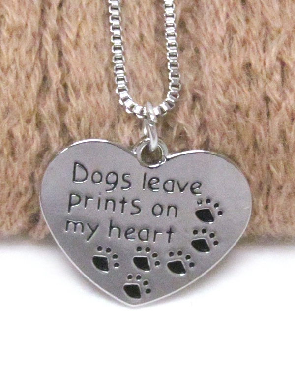 Pet lovers message pendant necklace - prints on my heart