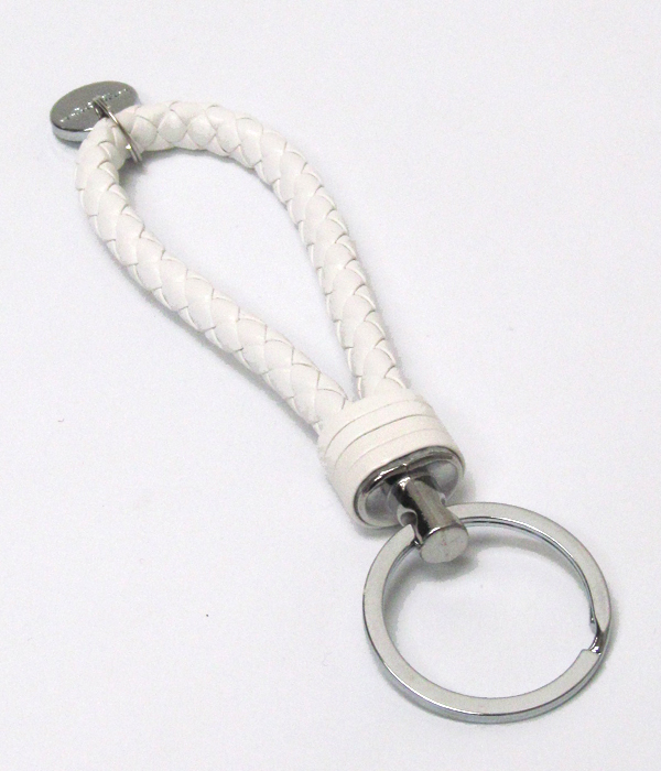 Braided leather keychain keyring