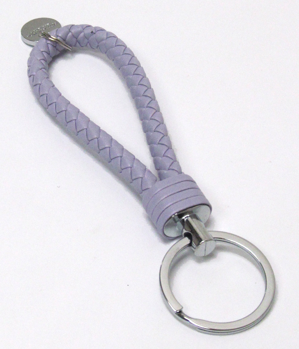 Braided leather keychain keyring